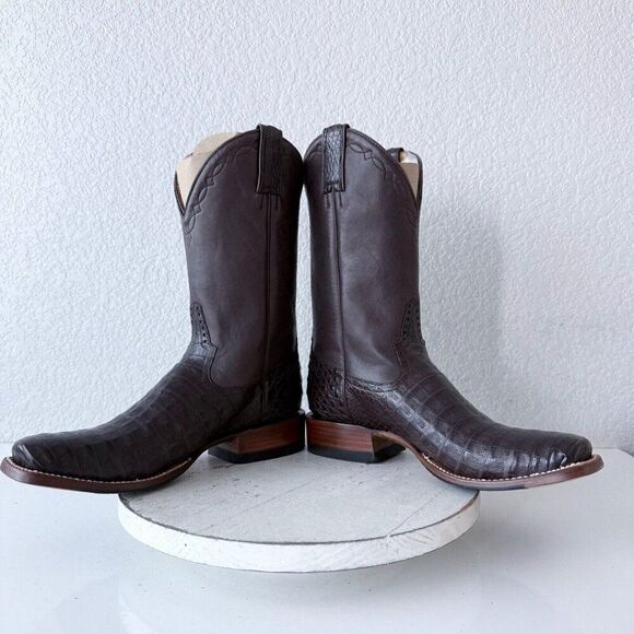 NEW Rod Patrick Cowboy Boots Womens 10 A Brown Caiman Western Blunt Toe $1450 - Picture 8 of 12